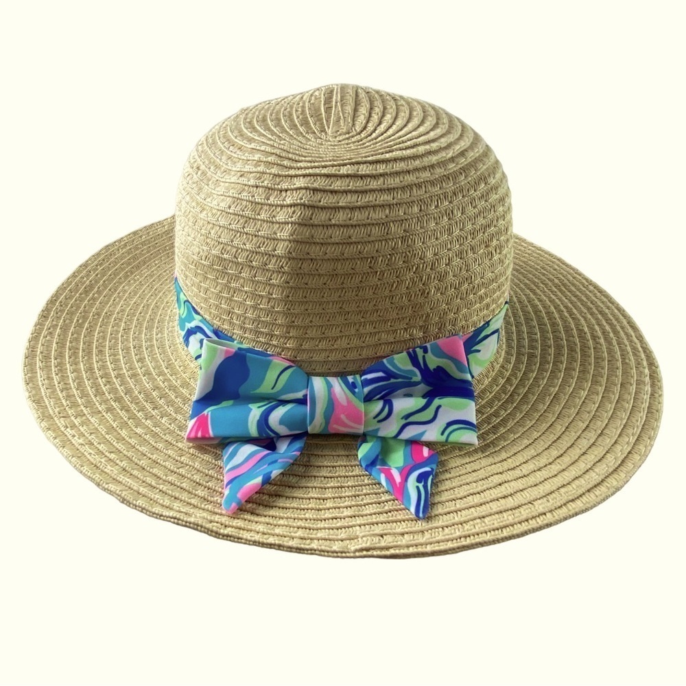 Straw sun hat with colorful bow